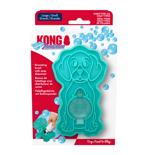 KONG Zoom Groom Bubbles - Shampoo Dispenser & Grooming Brush for Dogs