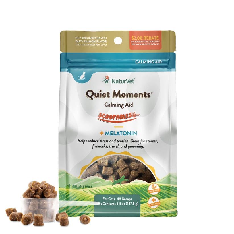 NaturVet Quiet Moments Calming Aid Plus Melatonin Scoopables for Cats