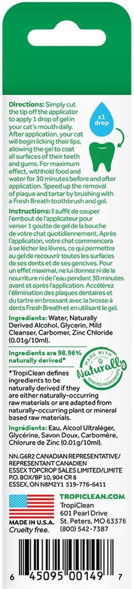 TropiClean Fresh Breath Oral Care Clean Teeth Gel for Cats