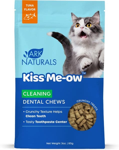 Ark Naturals Kiss Me-Ow Cleaning Tuna Dental Chews Crunchy Cat Treats