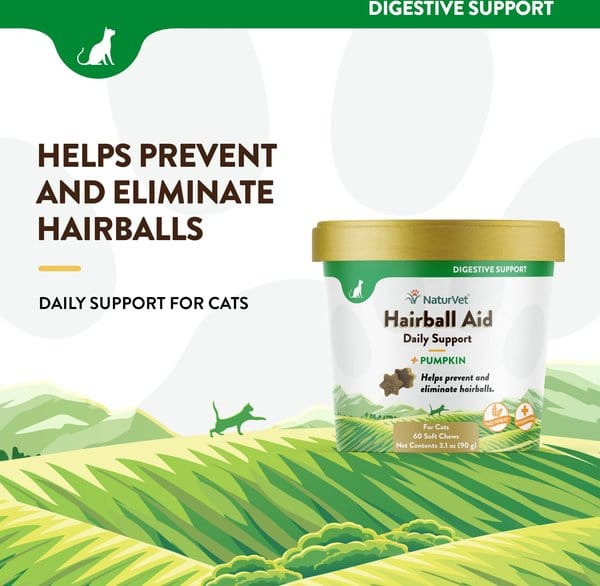 NaturVet Hairball Aid Plus Pumpkin Soft Chews for Cats
