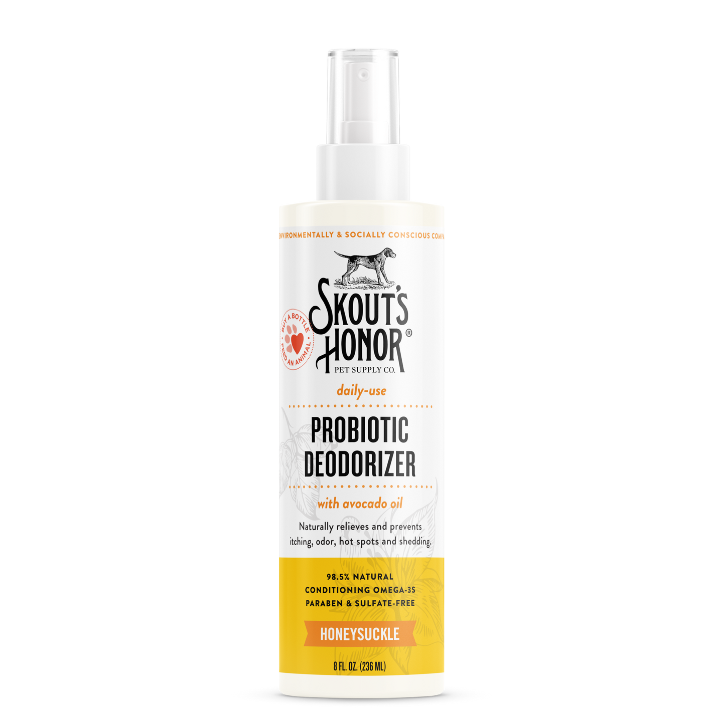 Skout's Honor Probiotic Deodorizer Spray Honeysuckle for Dogs & Cats